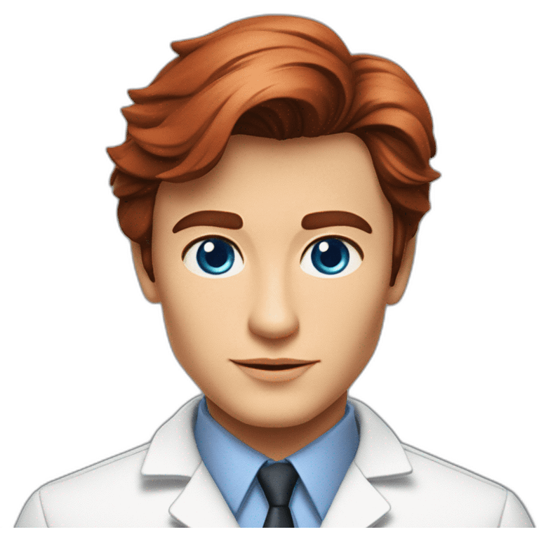 Alain Delon young lab scientist blue eyes short red hair emoji