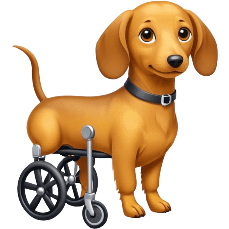 Yellow dachshund in a wheelchair  emoji