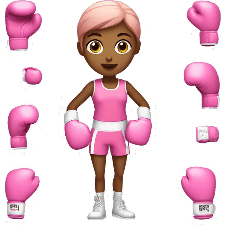 girl wearing pink boxing gloves emoji