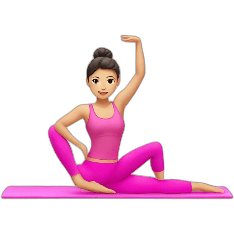 pilates girl in pink pilates pose asia emoji