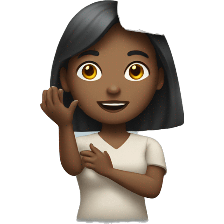 woman holding up stone emoji