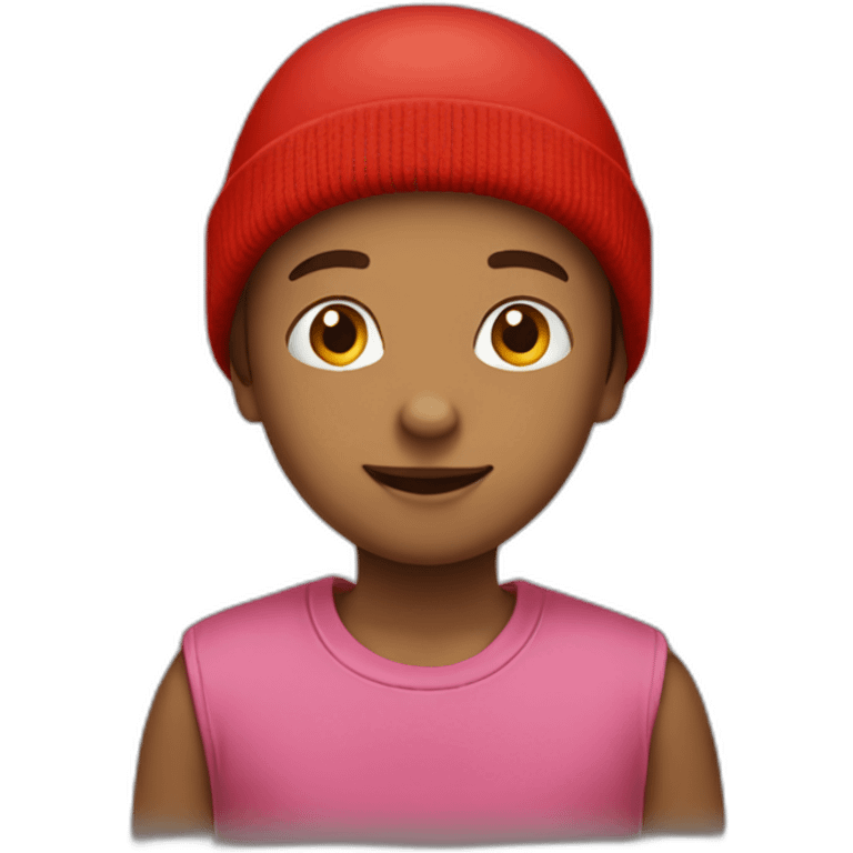 kid wearing red boble beany emoji