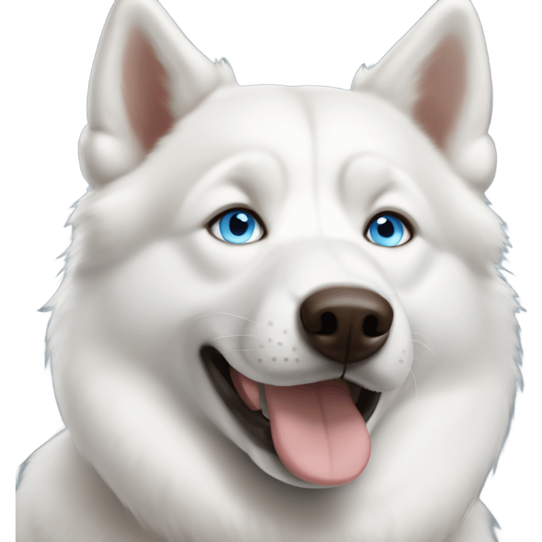 Fully white husky, blue eyes, soft brown colored nose emoji