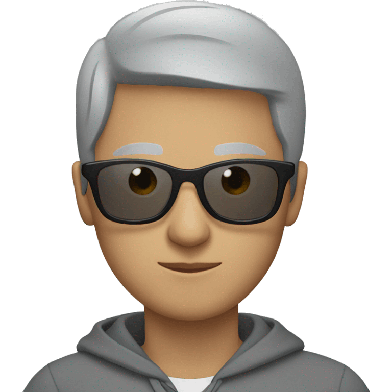 White Person in grey hoodie wearing sunglasses emoji