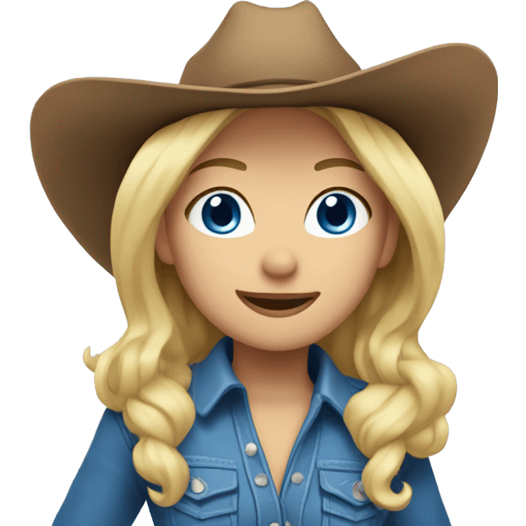 Cowgirl with blonde hair and Blue eyes in blue clothes  emoji