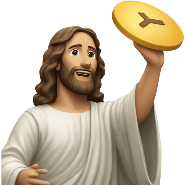 Jesus Christ tossing frisbee emoji