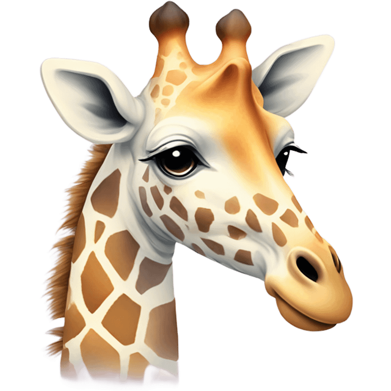 "Design a minimalist, pastel giraffe emoji with watercolor spots and a soft, calming background." emoji