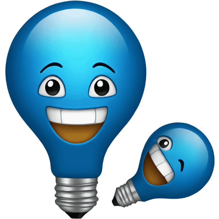 A blue bulb laughing emoji