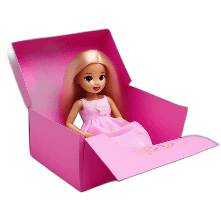 Newborn barbie in box photo session emoji