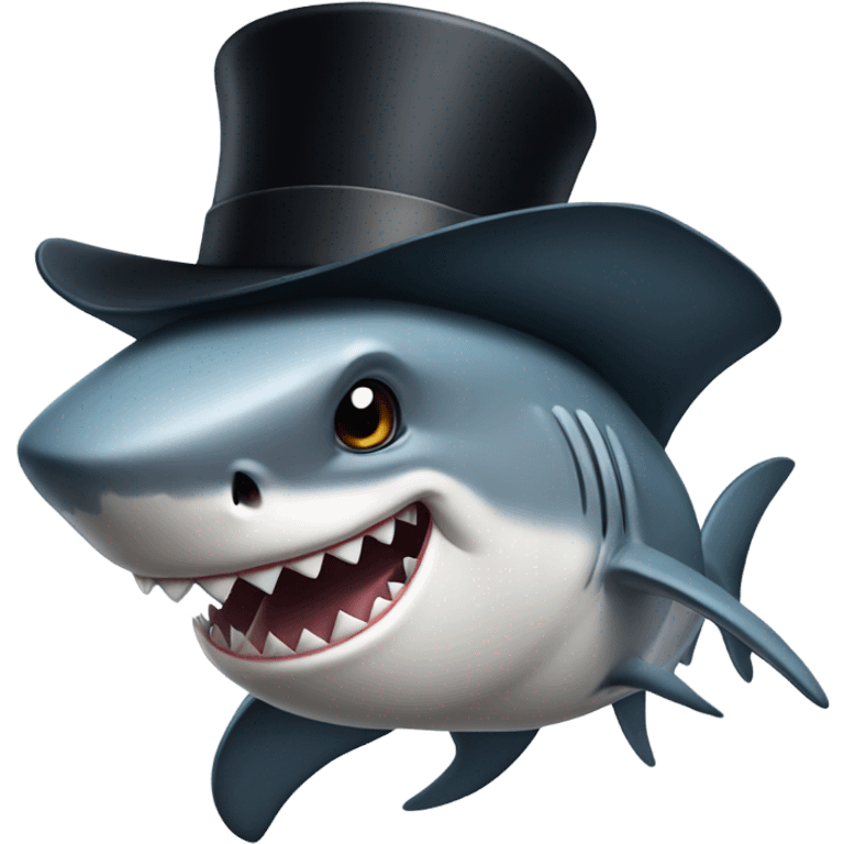 Shark with a top hat emoji