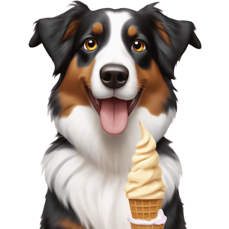 Australian Shepard eating ice cream emoji