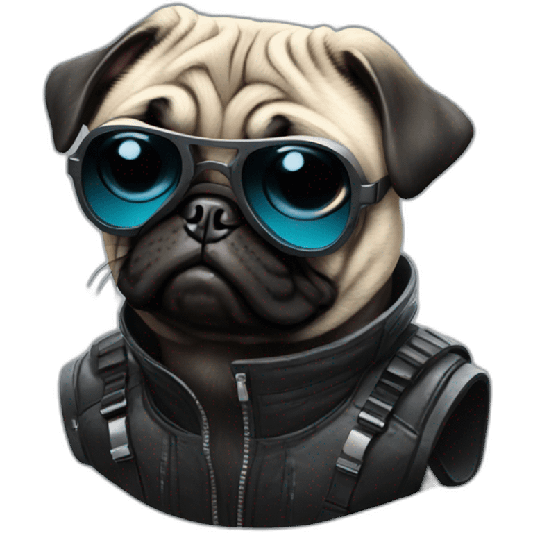 pug with black sunglasses and wearing a cyberpunk suit emoji