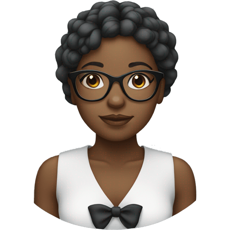 Black girl wearing glasses with a bow  emoji