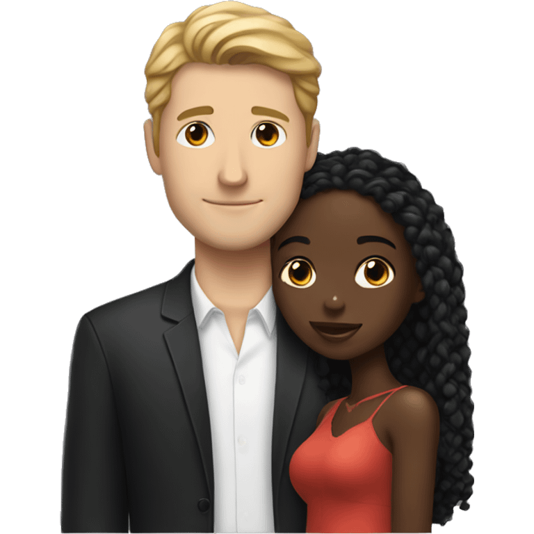 White man in love with Black girl emoji