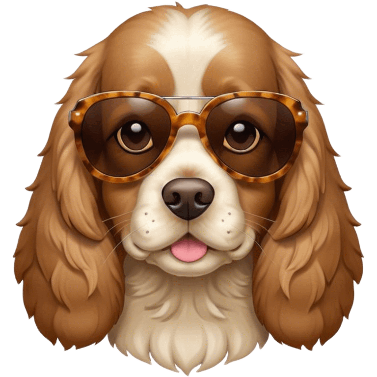 cocker spaniel wearing sunglasses emoji