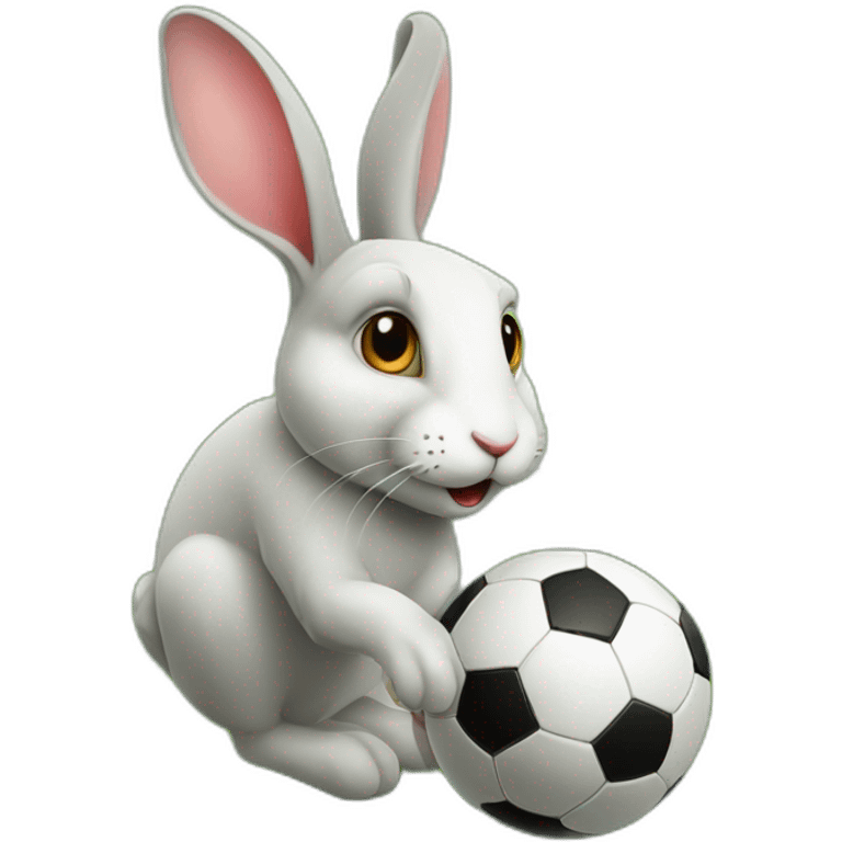 Realistic rabbit plating soccer emoji