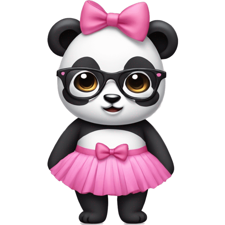 panda with a pink tutu and pink bow wearing glasses  emoji