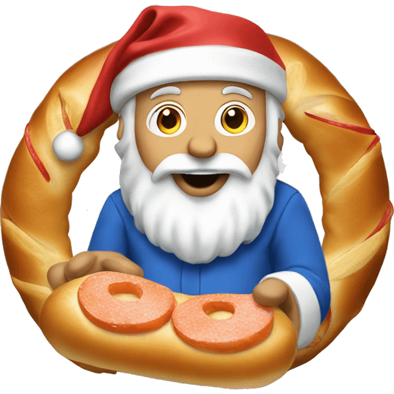 Jewish Santa eating a bagel with lox emoji