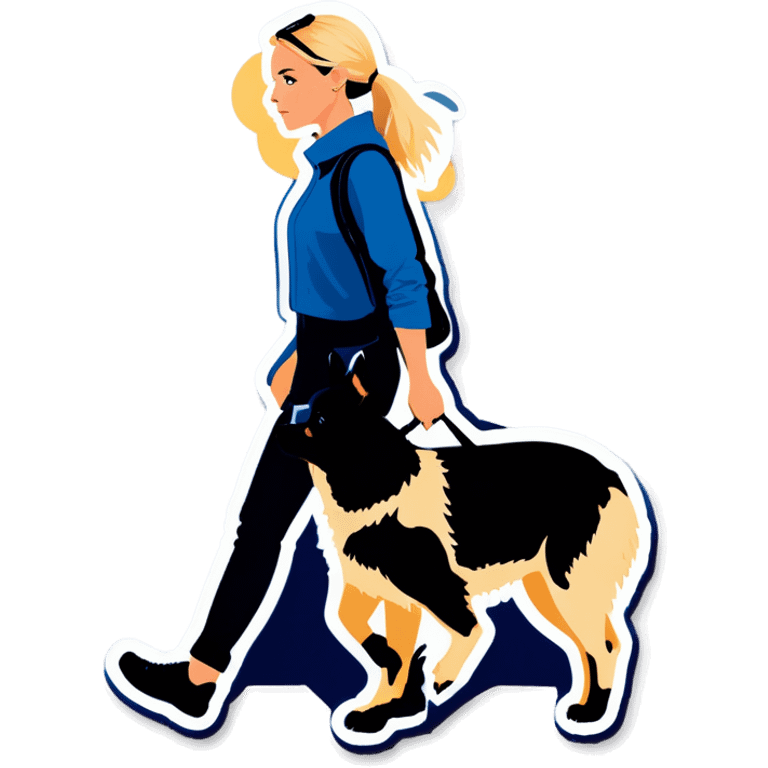 Blonde girl walking a blue heeler emoji