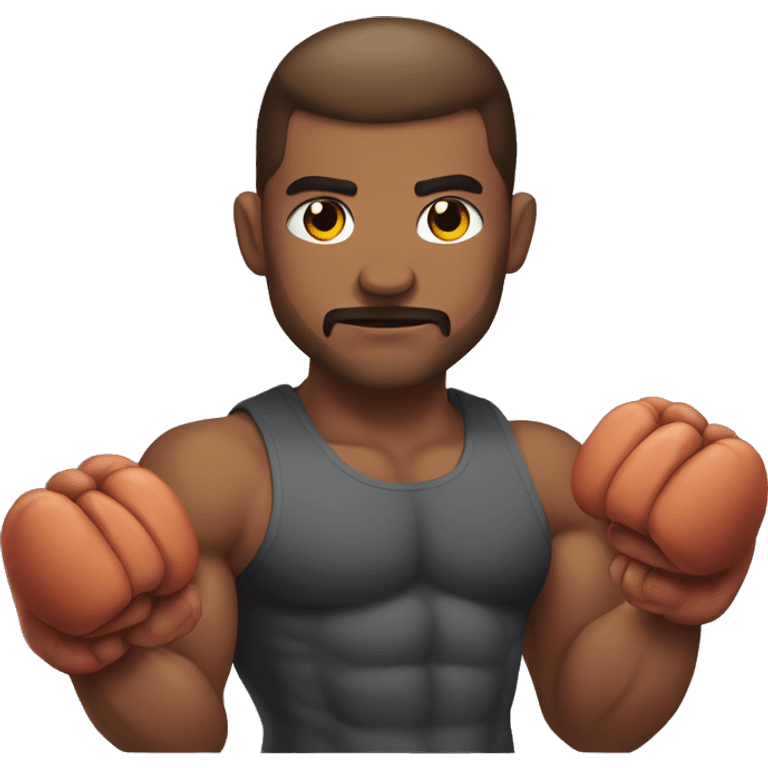 a muscular man with turkeys for fists emoji