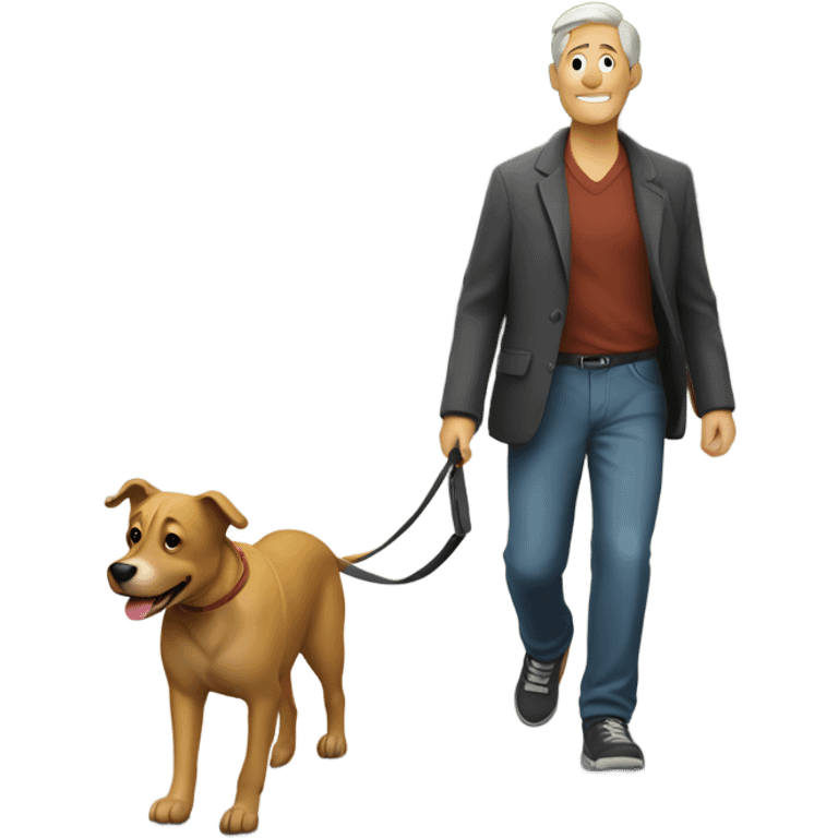 Dog walking a man emoji