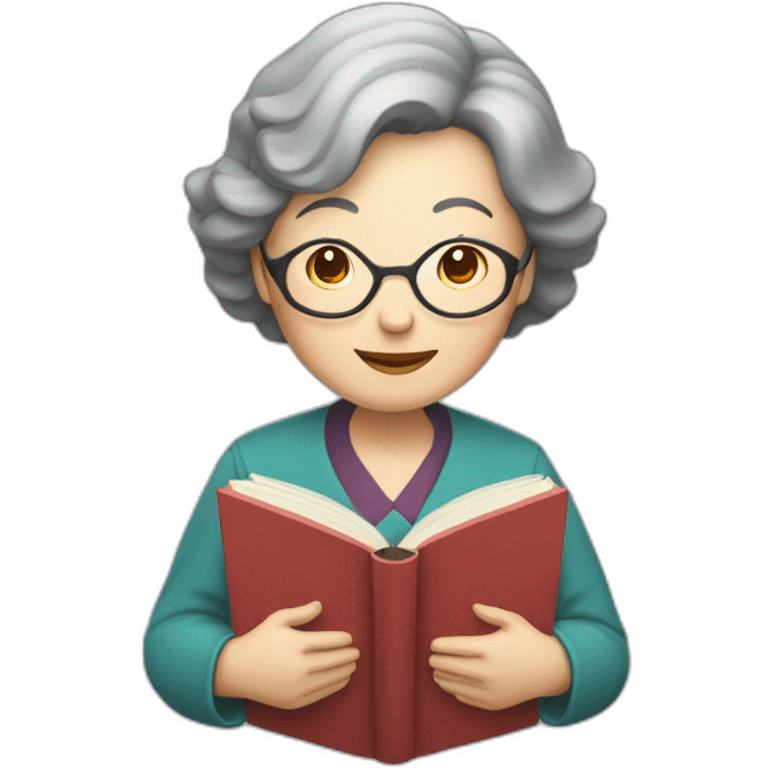 Older Chinese lady teacher held book standing emoji