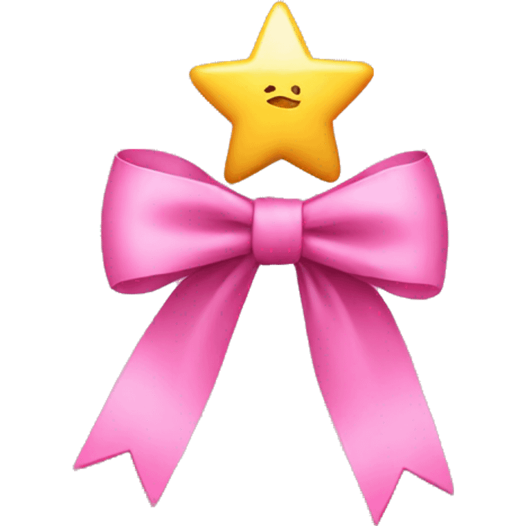 A star with a pink bow looking happily  emoji