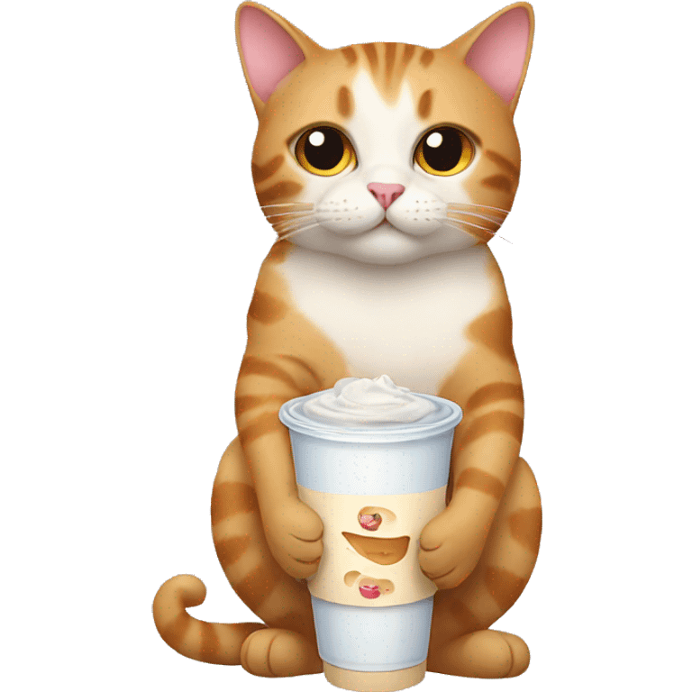 Cat holding a milktea emoji