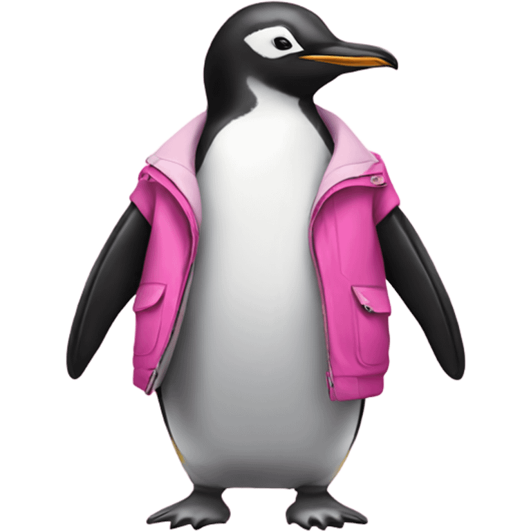 Penguin wearing pink jacket emoji