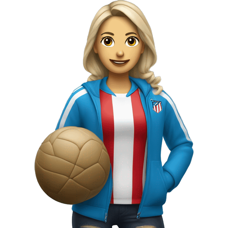 Chica con rulos y campera azul del club atlético argentino de firmat emoji