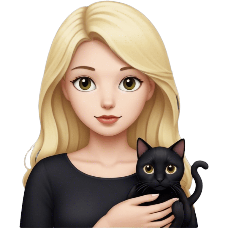 Blonde woman with black cat emoji