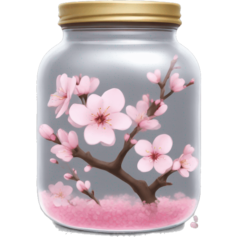 Realistic sakura in a transparent jar emoji