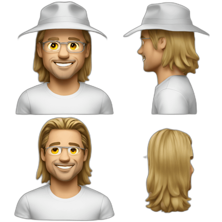 small businessman,Bucket Hat,smile, Brad Pitt emoji