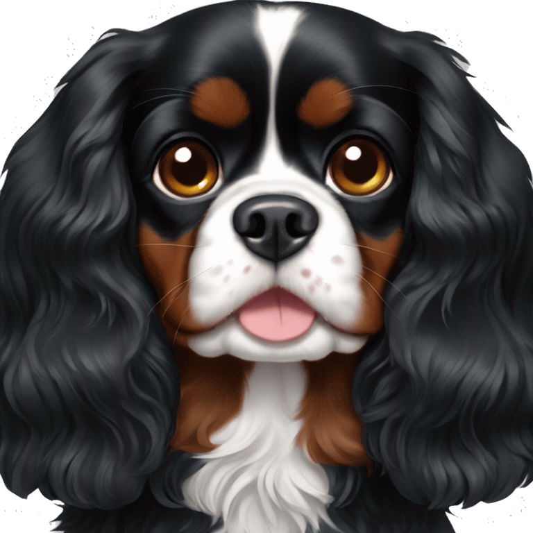 Completely Black cavalier King Charles spaniel emoji