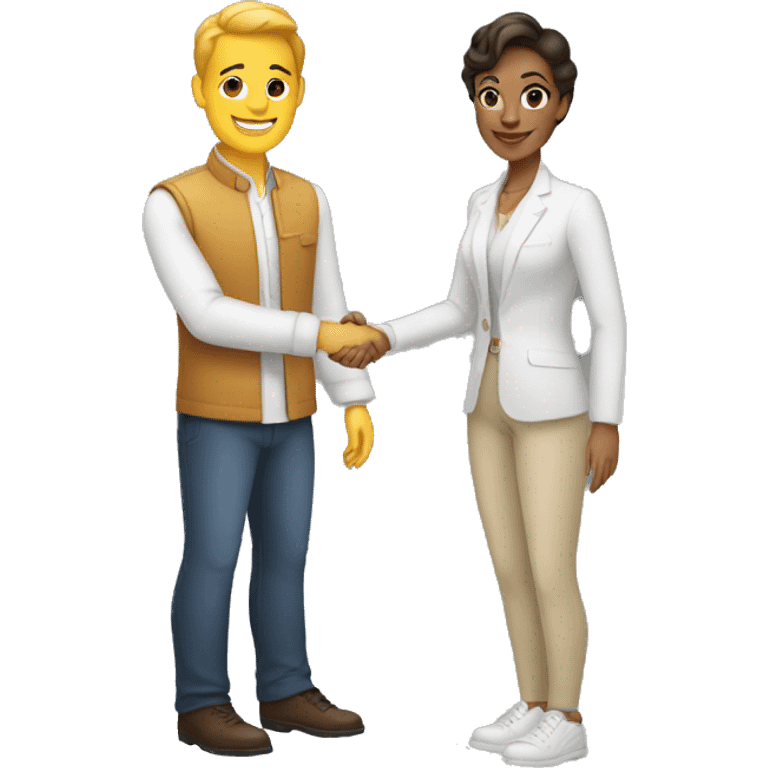 light-skinned restaurateur and blogger shake hands emoji