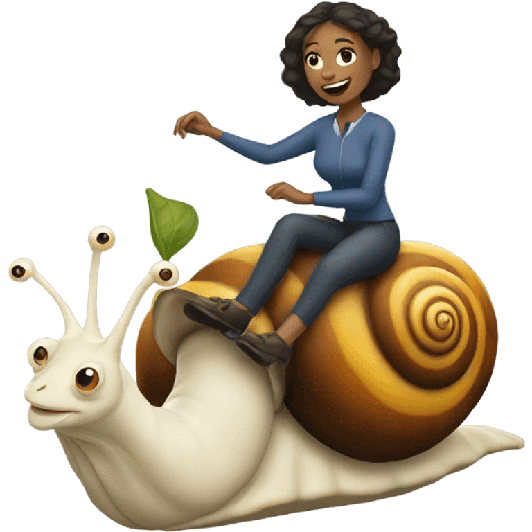 Woman riding a snail emoji