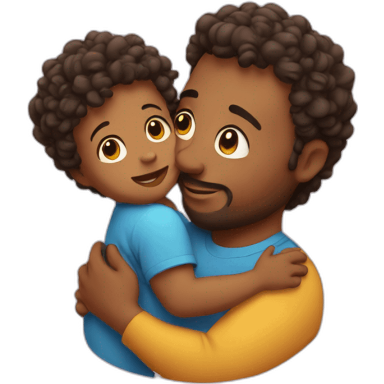 Dad hugging a curly baby emoji