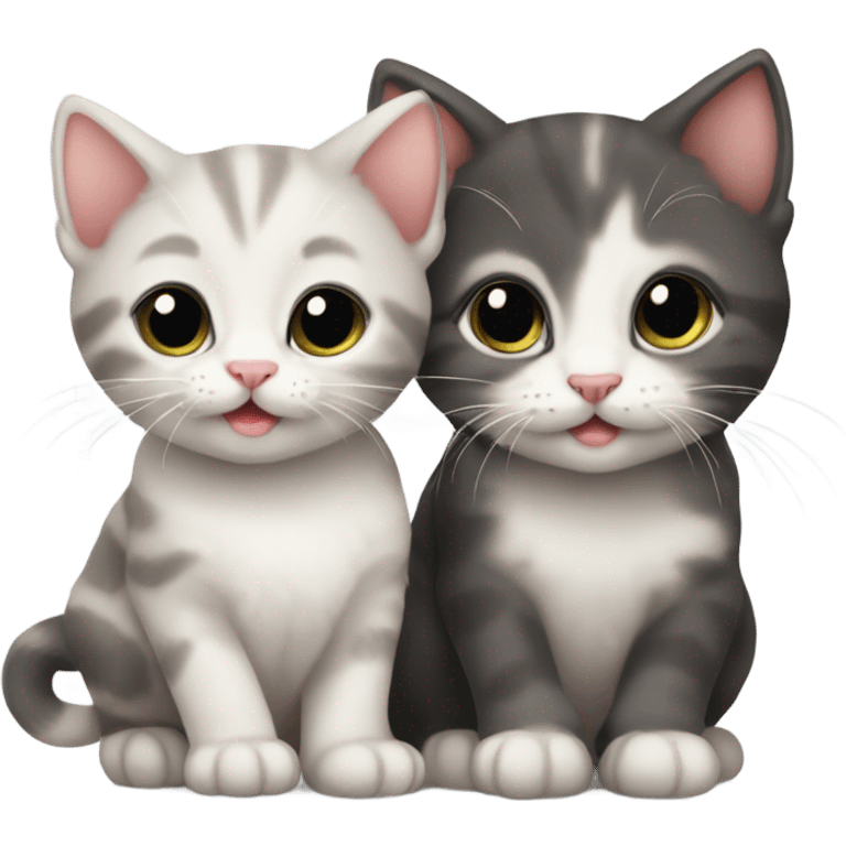 Mommy and baby kittens cute emoji