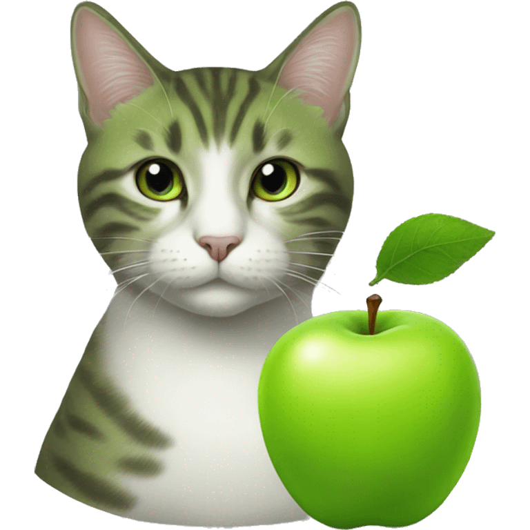 green apple, cat emoji