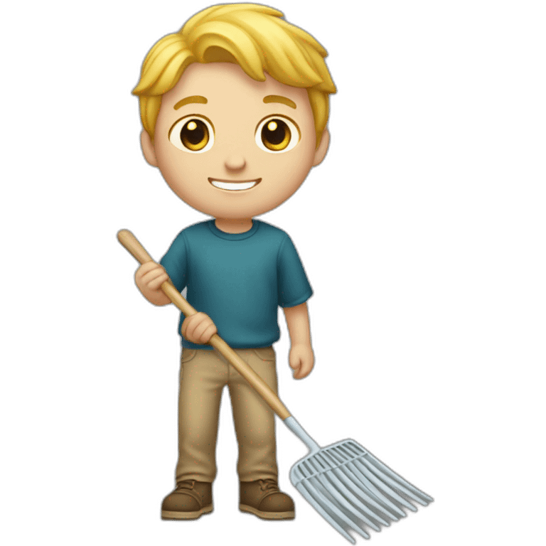 white kid holding a rake emoji