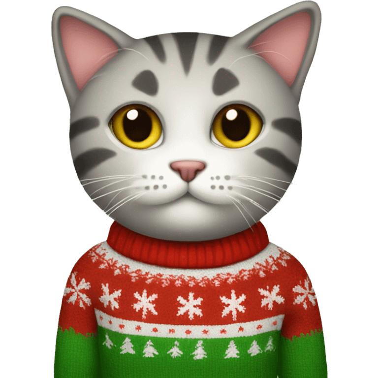 Cat with a Christmas sweater  emoji