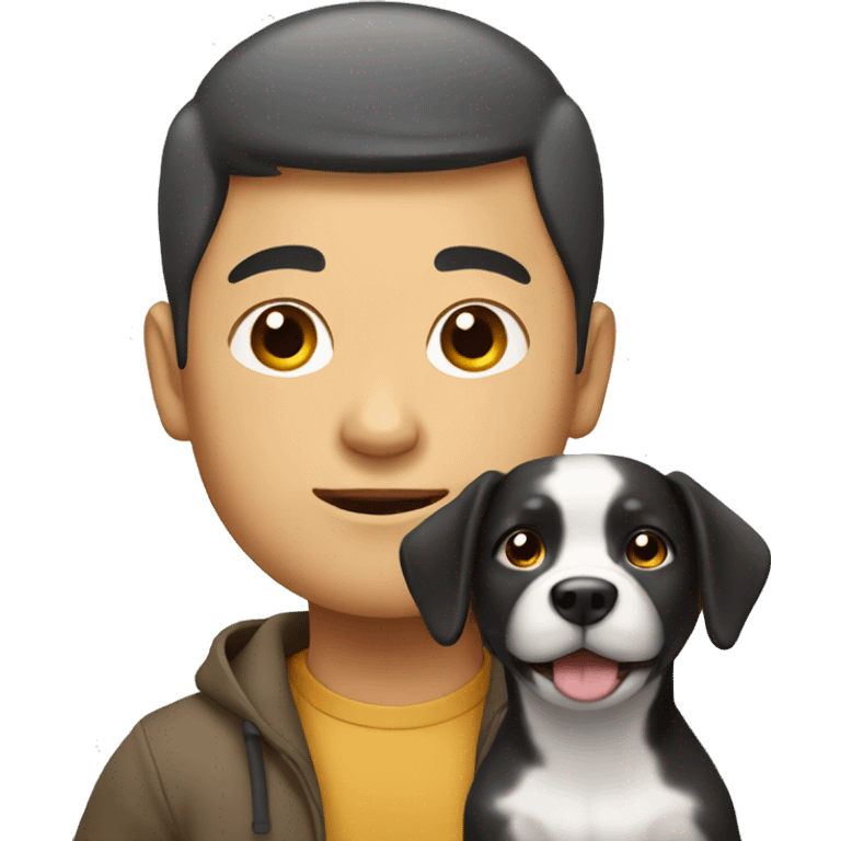 Little Asian man with dog emoji