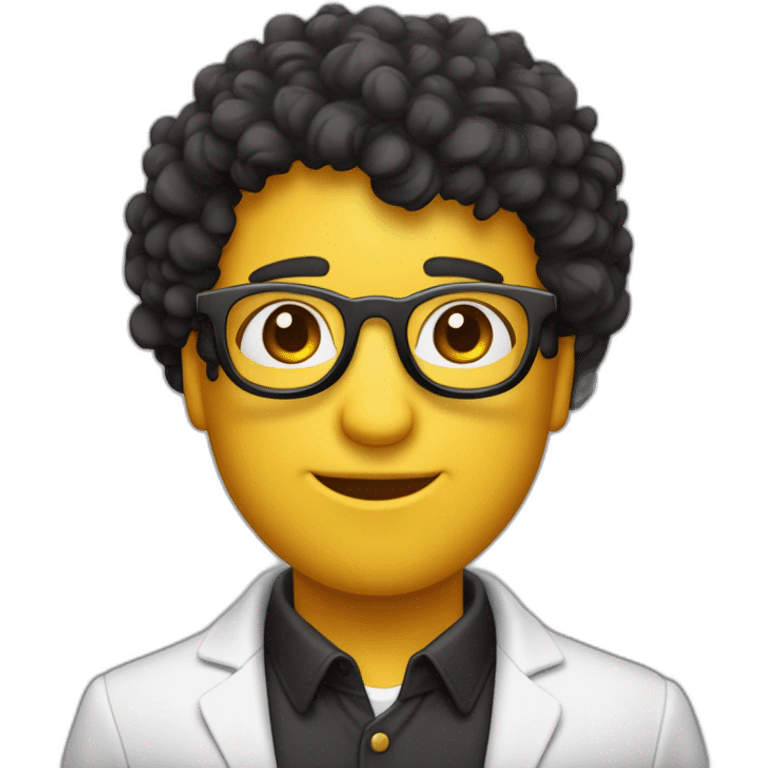 un garcon cheveux bouclés avec des taches de rousseurs et des lunettes rondes noires emoji