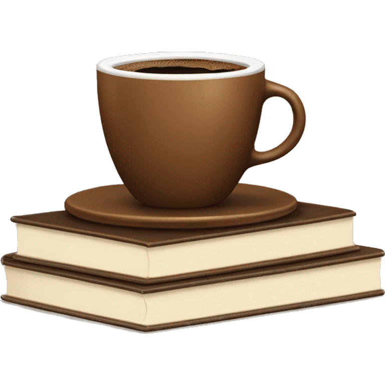 cup of coffee on top of a small stack of brown and beige books emoji