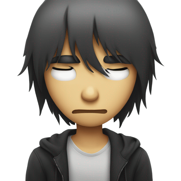 A sad emo boy with a bang emoji