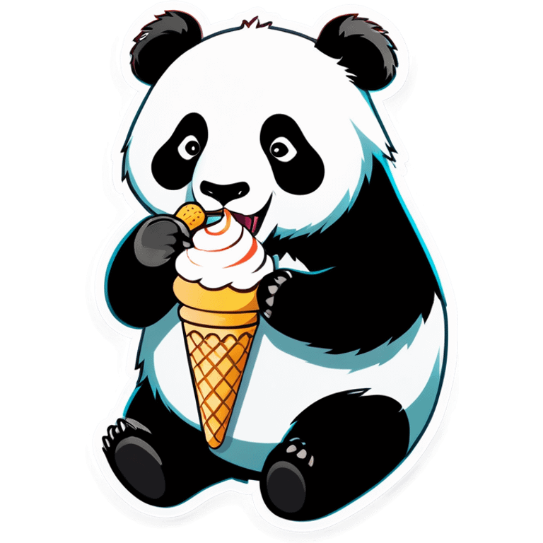 Panda eating ice cream emoji