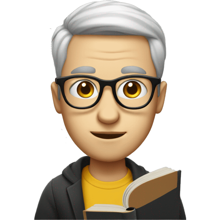 White guy with circle glasses and side part  writing in a book emoji