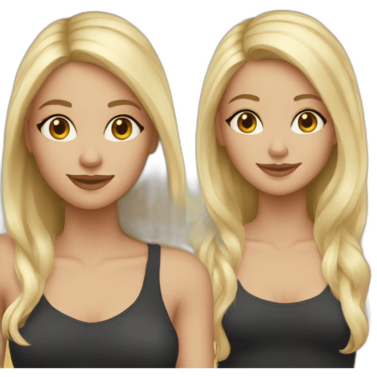 Sisters one brunette-another blonde emoji