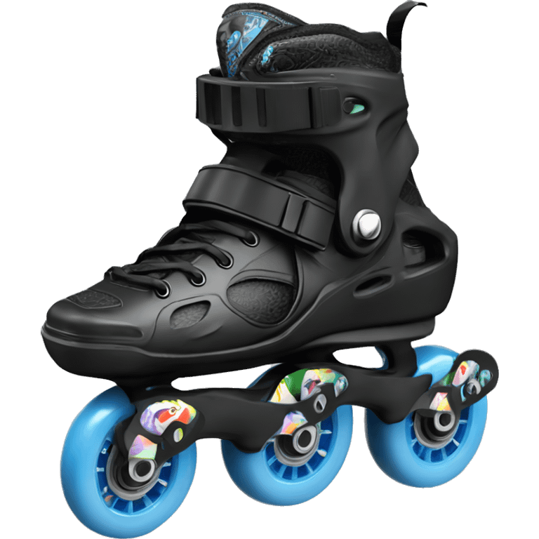 a black rollerblade inline skate, the model called "TWISTER XT" with a more edgy design emoji