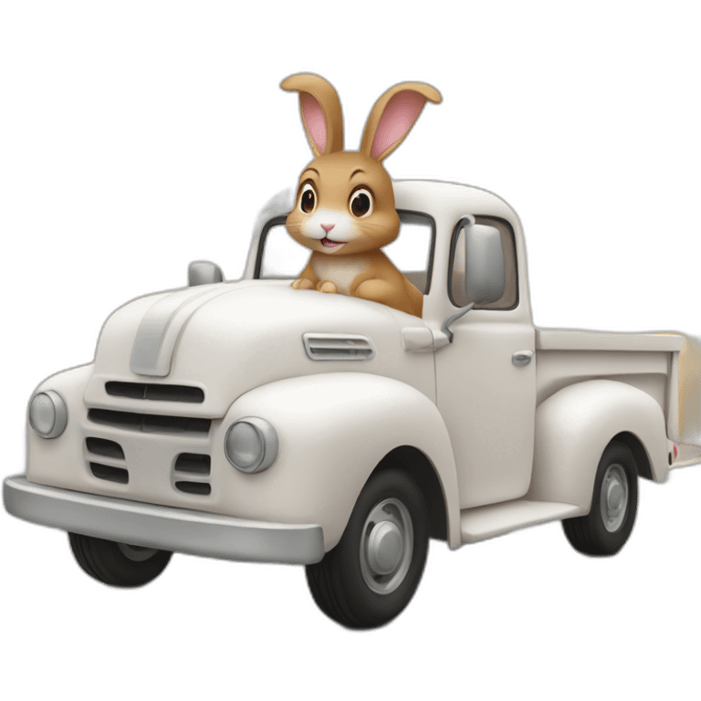 Light brown bunny in a white truck emoji